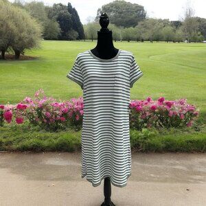 Women's Striped T-Shirt Dress S Casual Short Sleeve Summer‎ Comfort Brunch Party